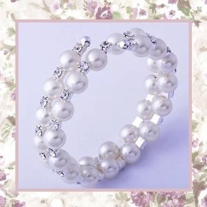 🎀 RHINESTONE PEARL BRACELET CHIC BRIDE WEDDING